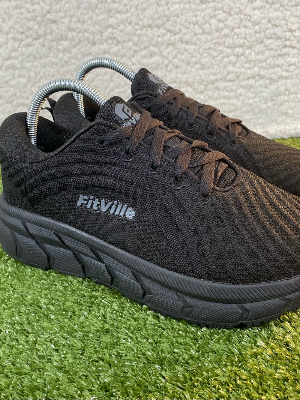 FitVille Marca FlowCore V2 Running Shoes Women 7.5 Wide Black Non-Slip Walking